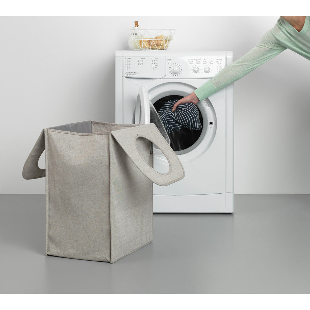Brabantia 55L Rectangular Laundry Hamper with Handles - Grey | Durable & Stylish for Bedroom, Bathroom, or Laundry Room Organization