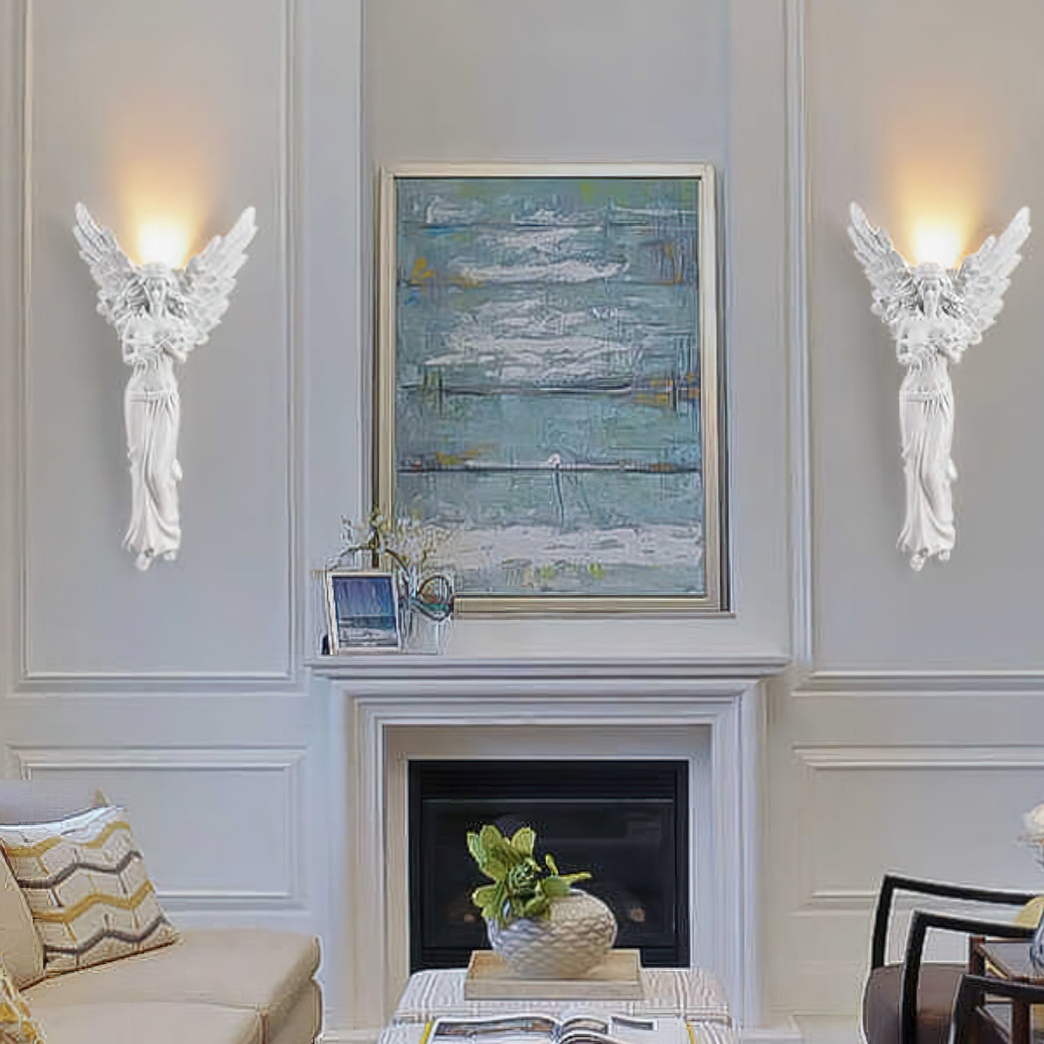 Angel Resin Wall Lamp - Elegant Decorative Lighting for Bedroom, Living Room & Hallway - Perfect for Home Decor & Ambient Lighting