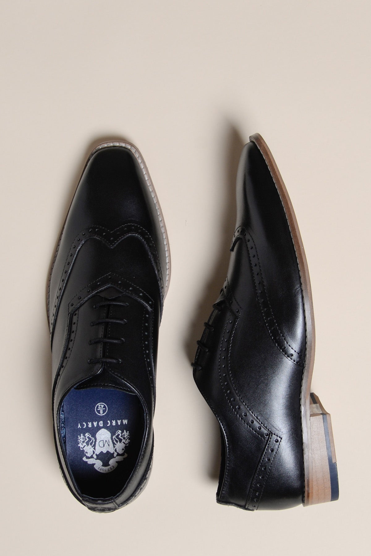 DAWSON Men's Black Wingtip Oxford Brogue Dress Shoes - Classic Formal & Business Attire for Weddings, Office & Special Occasions