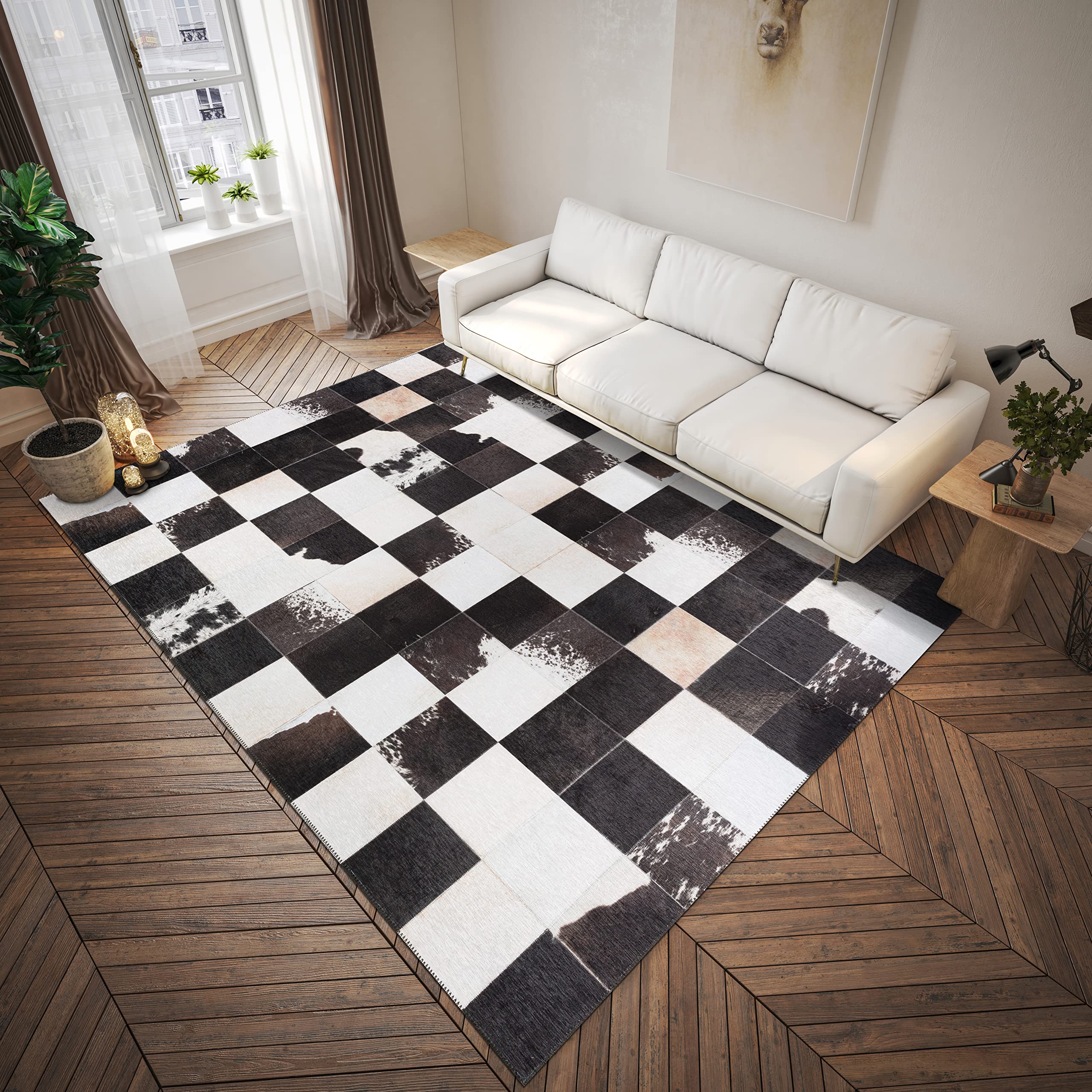 Addison Rugs Laredo ALR40 Black Washable 8' x 10' Indoor/Outdoor Area Rug - Machine Washable, Non-Shedding, Easy Clean - Perfect for Bedroom, Living Room, Dining Room, Kitchen, Entryway & Patio Decor