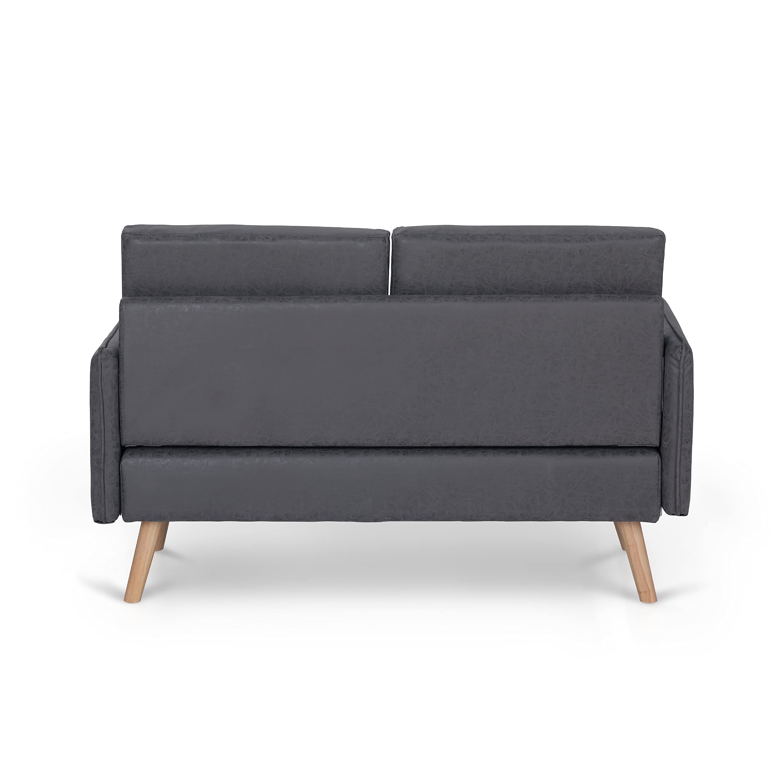 MAISON ARTS Small Modern Loveseat Couch - Mid Century Petite Fabric Sofa for Living Room, Bedroom & Apartment - Dark Grey - Perfect for Small Spaces, Studio Apartments & Cozy Reading Nooks