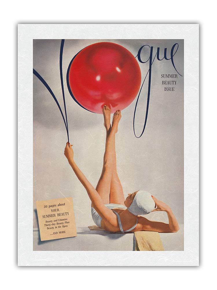 Vintage Fashion Magazine Cover Art Print - Summer Beauty Issue by Horst P. Horst c.1941 - Premium Unryu Rice Paper 24x32 Inch - Perfect for Home Decor, Office Wall Art & Vintage Collectors