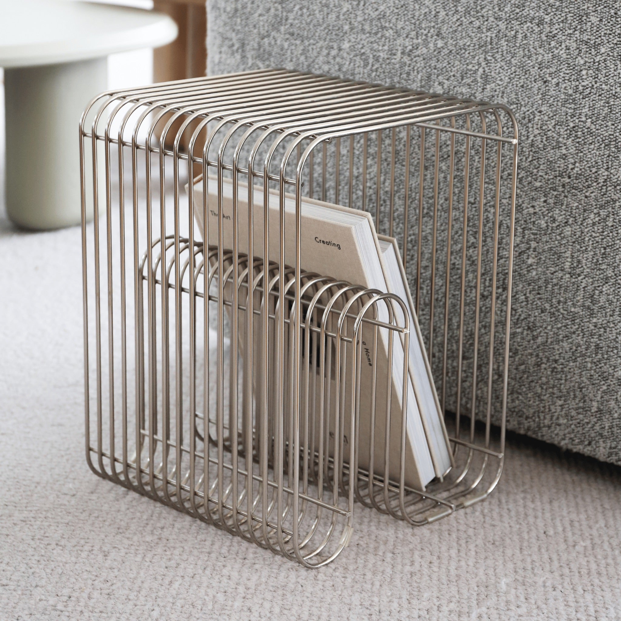 AYTM Curva Metal Stool & Side Table in Silver - Modern Bar Stool and Accent Table for Living Room, Bedroom or Outdoor Patio