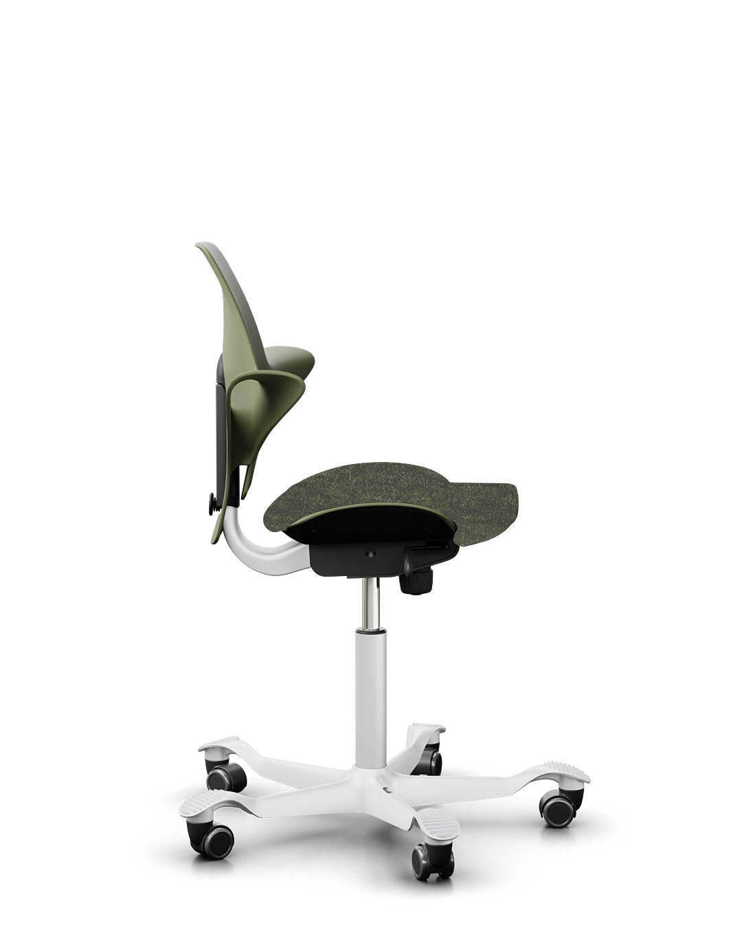HÅG Capisco Puls 8020 Ergonomic Office Chair with Adjustable Height - Moss Grey Fabric by Kvadrat | Modern Design Collection for Home & Workspace | Perfect for Standing Desks, Creative Studios and Open Office Environments