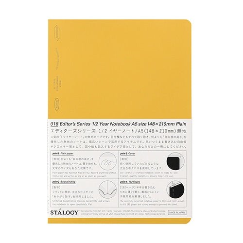 STALOGY Editor's Series 1/2 Year Planner Notebook - 184 Pages Dot Grid Journal for Daily Planning, Bullet Journaling & Note Taking | Perfect for Students, Professionals & Creative Writing