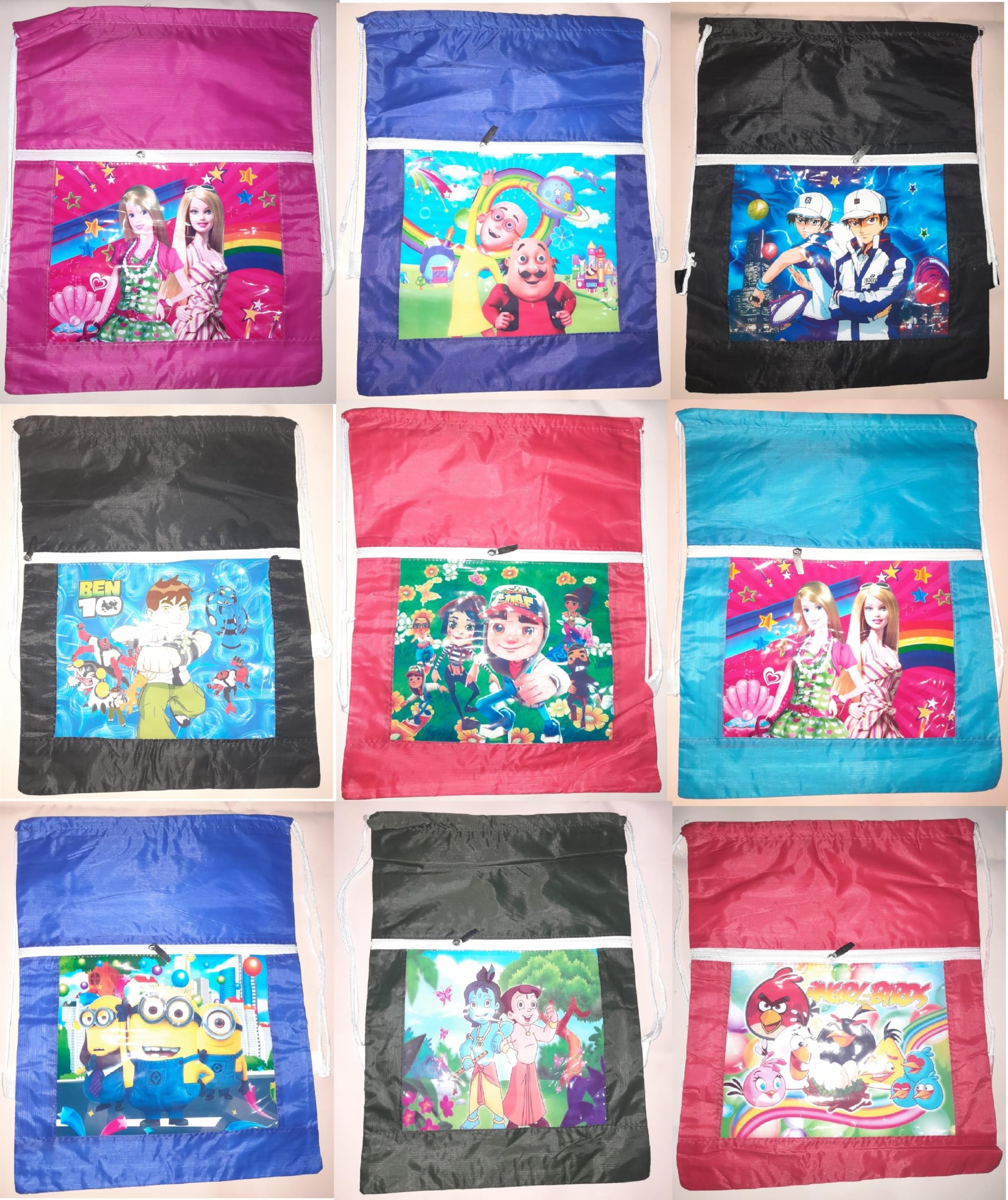 Laxmi Collection 3-Piece Cartoon Printed Kids Backpack Set - Multicolor School Bags for Boys & Girls, Perfect for Birthday Party Favors, Return Gifts & Daily Use (Pack of 3) - Ideal for School, Travel & Daycare Essentials