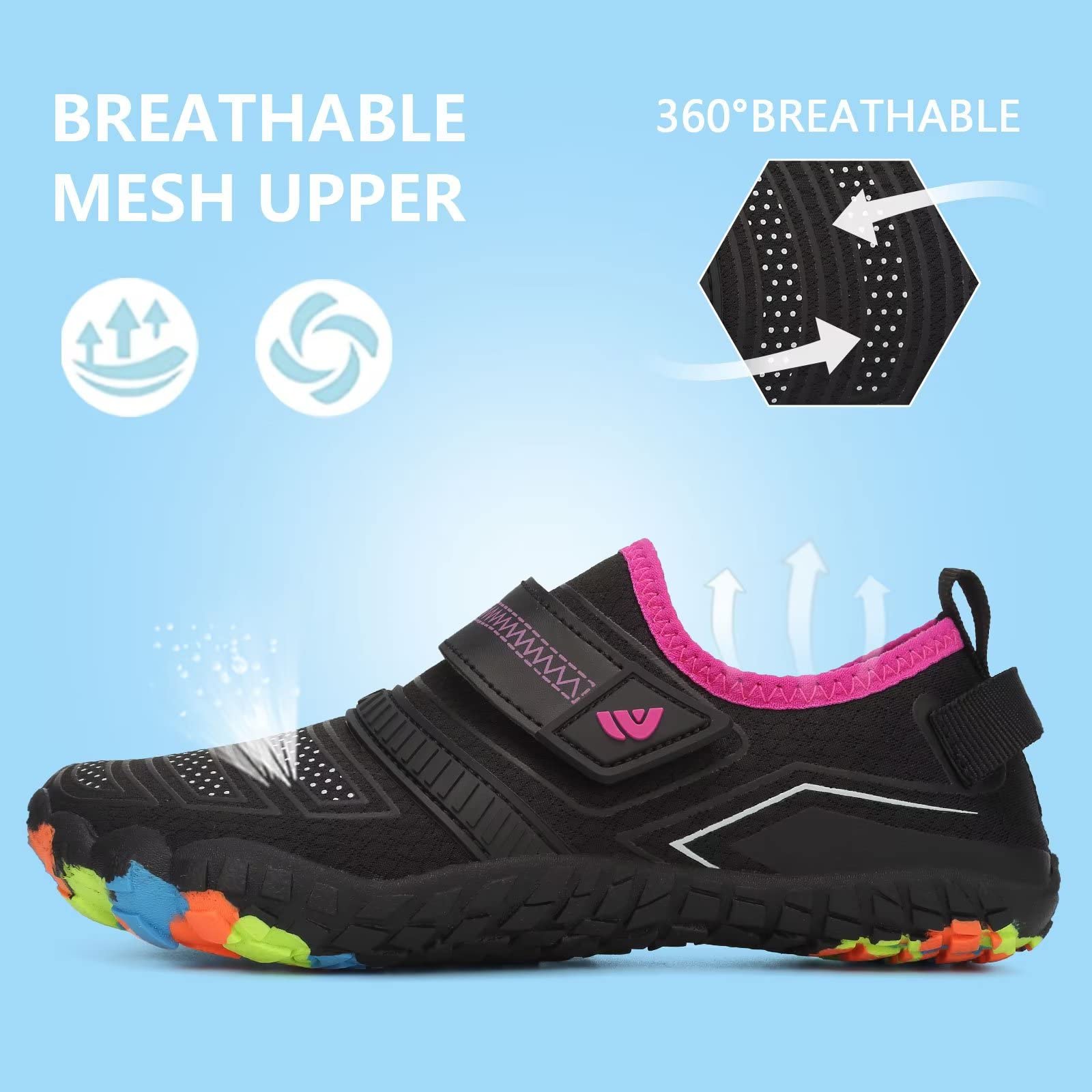 **Boys & Girls Water Shoes - Lightweight Comfortable Sole for Easy Walking, Athletic Slip-On Aqua 5-Toe Socks (Toddler/Little Kid/Big Kid) - Perfect for Beach, Pool, and Water Sports**