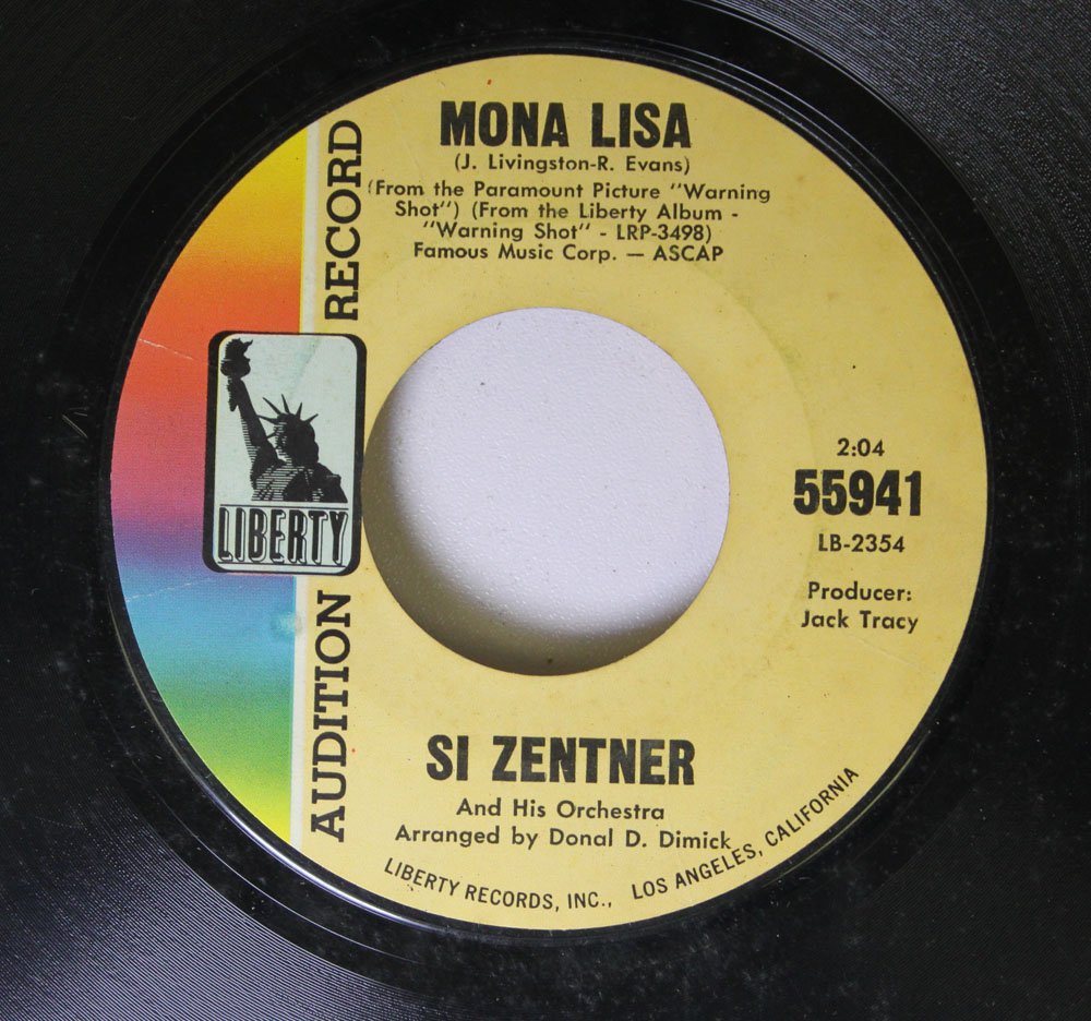 SI ZENTNER Mona Lisa / Warning Shot 45 RPM Vinyl Record - Classic Jazz & Swing Music for Collectors, DJs, and Music Lovers - Perfect for Home Listening, Parties, and Vintage Music Collections