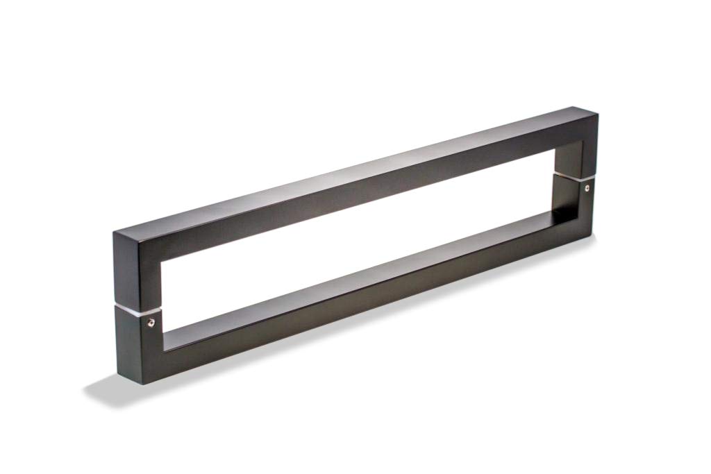 32 Inch Matte Black Stainless Steel Double-Sided Door Handles - Modern Push Pull Handles for Wood, Glass & Metal Doors - Perfect for Shower Doors, Sliding Barn Doors & Single/Double Entry Doors - Square & Rectangle Bar Shape for Stylish Home & Office Use