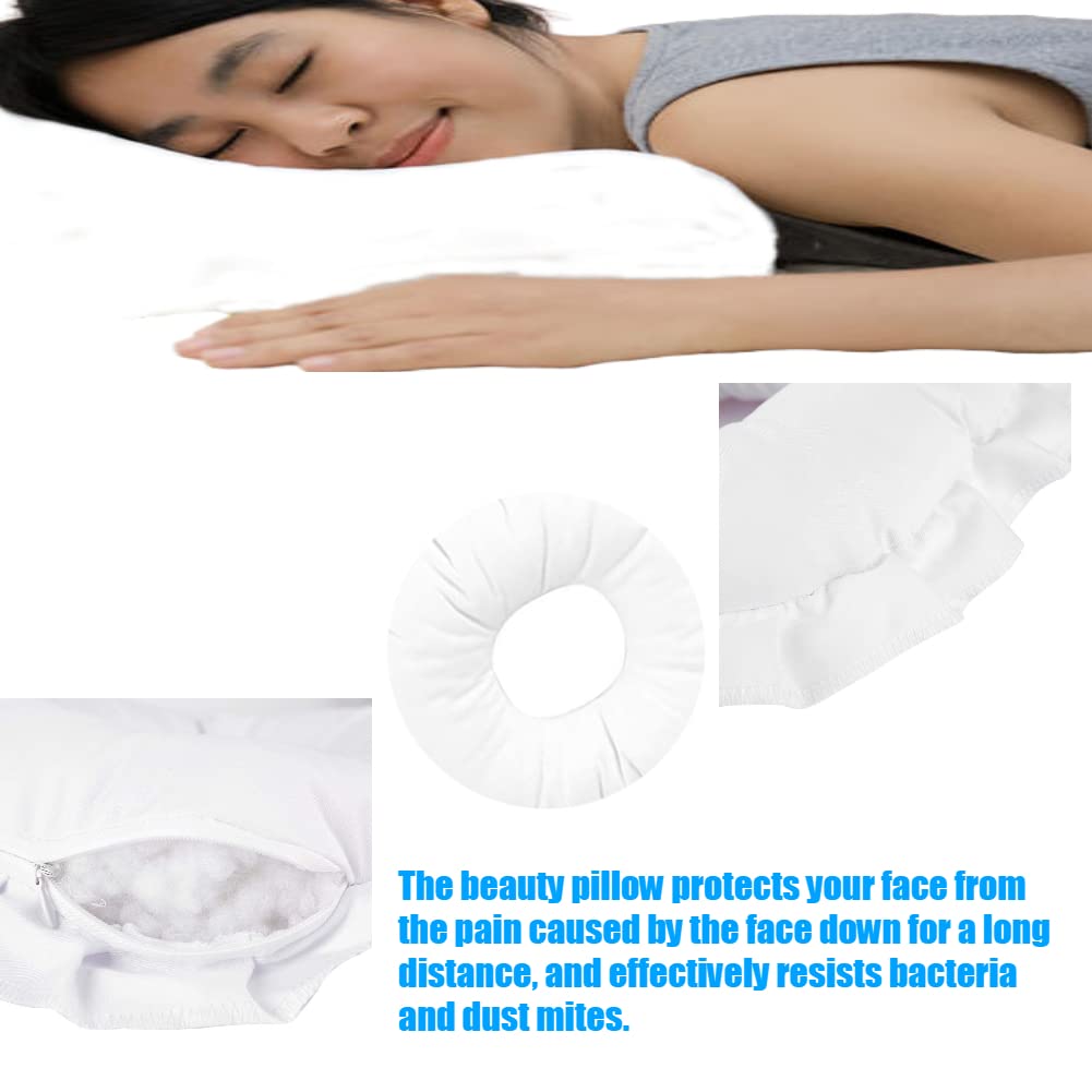 **Massage Face Down Pillow with Hole - Hollowed Headrest Cushion for Spa, Facial, and Massage Therapy - Comfortable Support for Massage Beds, Chiropractic, and Relaxation**