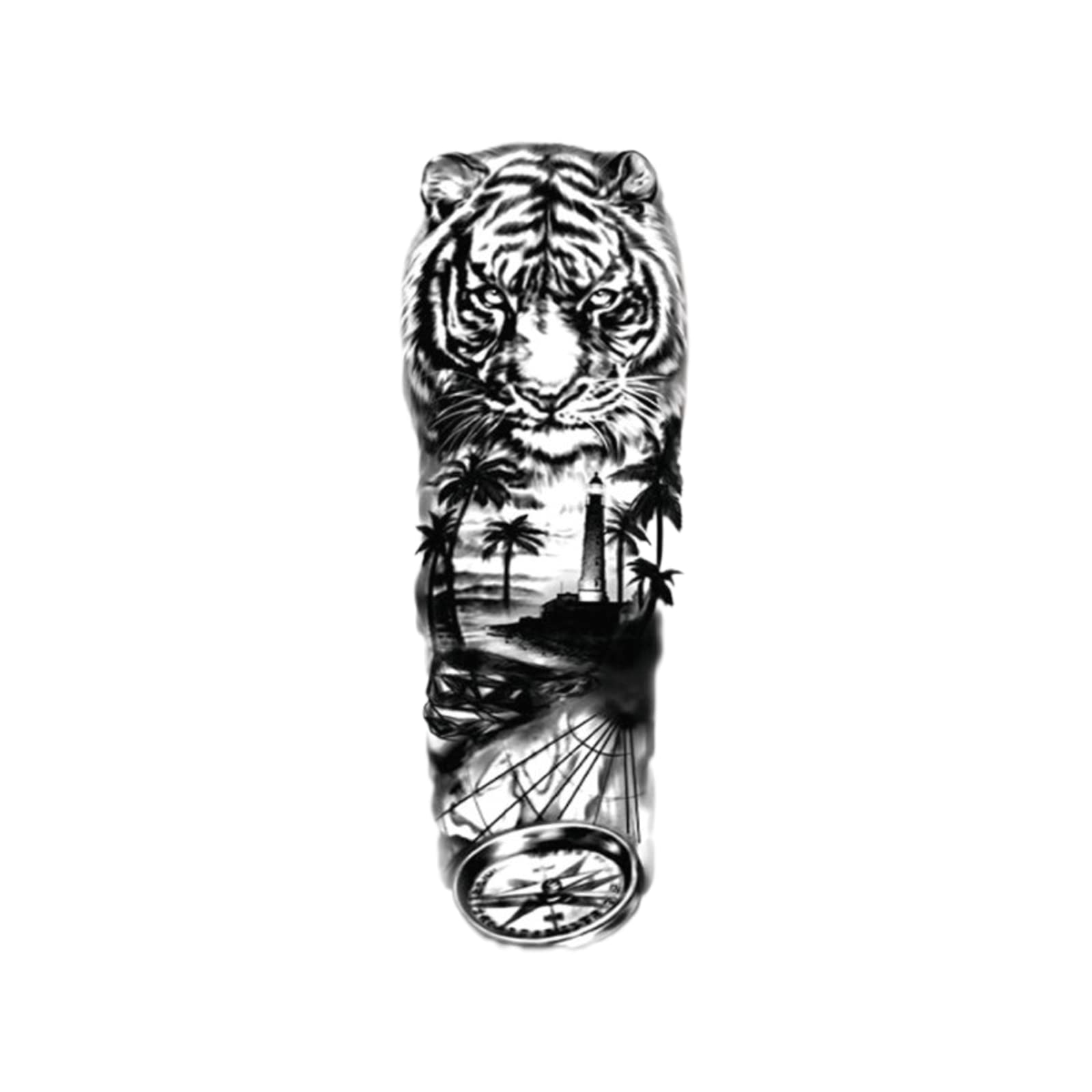Realistic Tiger Temporary Tattoo Sticker - Waterproof Fake Body Art for Adults & Kids - Arm, Neck & Hand Tattoos for Halloween, Cosplay & Costume Parties