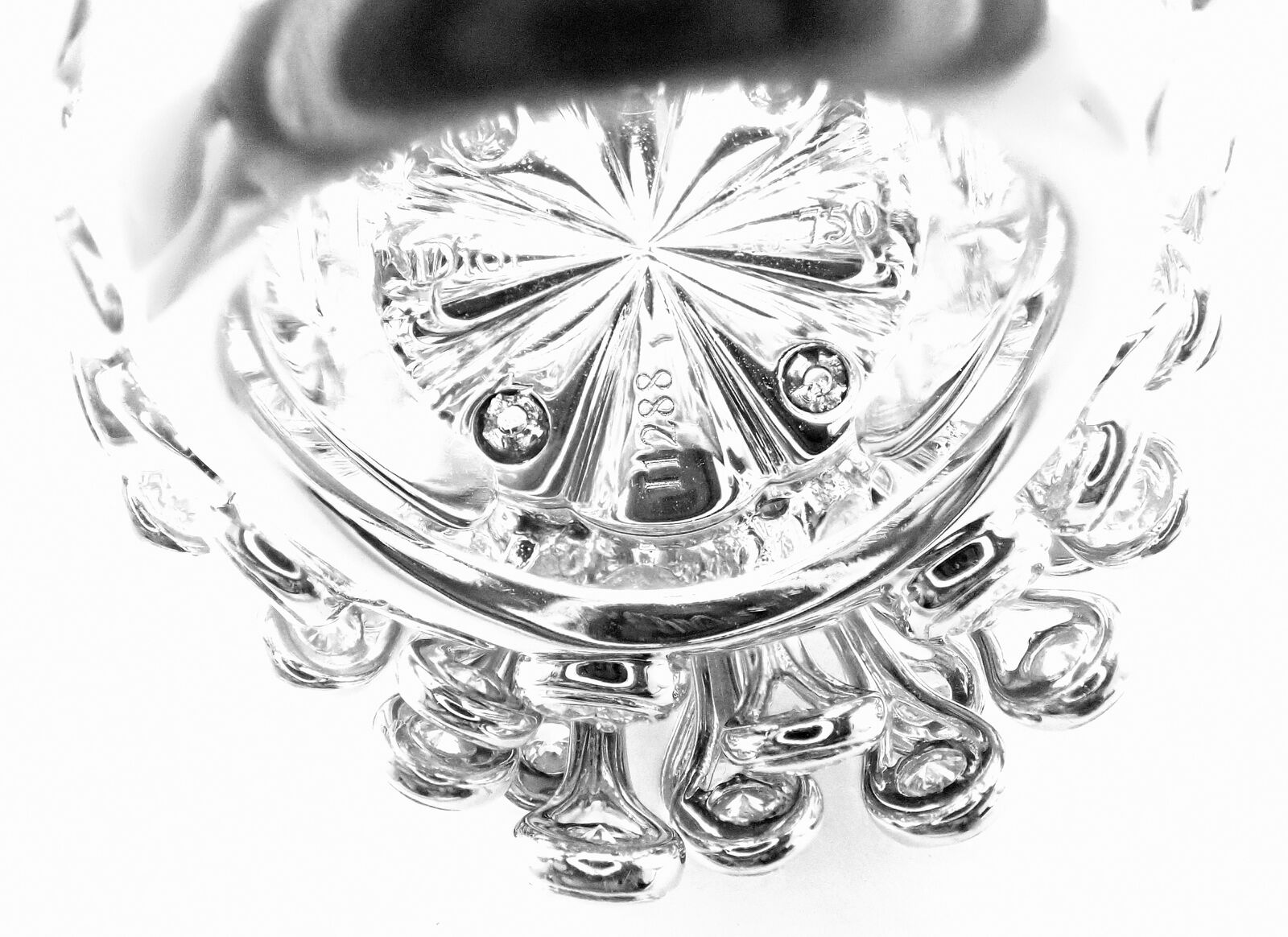 Authentic Christian Dior 18k White Gold 6.5 Carat Diamond Large Flower Ring - Luxury Jewelry for Weddings, Anniversaries & Special Occasions