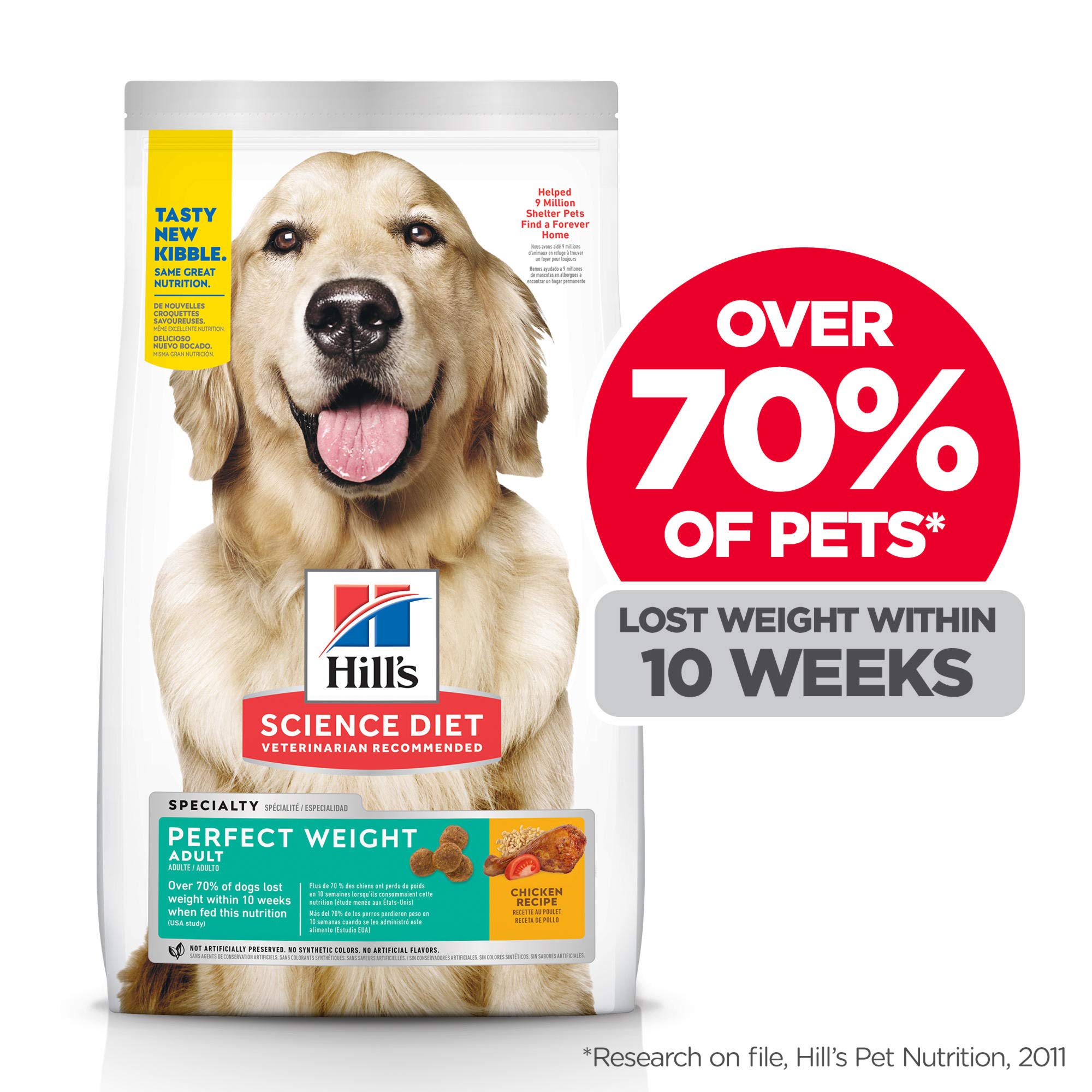 Hill's Science Diet Adult Dry Dog Food - Perfect Weight Chicken Recipe for Healthy Weight Management, 28.5 lb Bag | Ideal for Overweight Dogs & Weight Control Diets at Home
