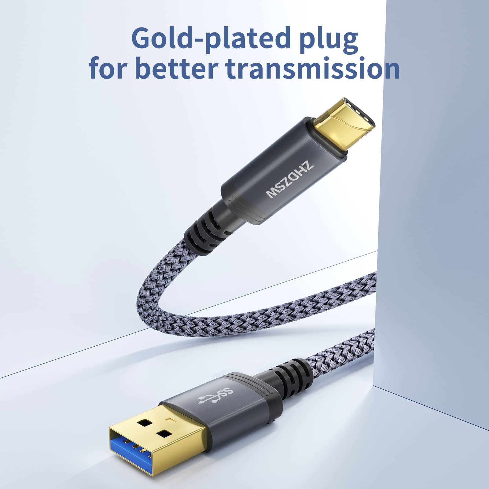 Kiuet 0.2M USB A to USB 3.1 Gen 2 Cable - 10Gbps High Speed Data Transfer & 3.1A Fast Charging - Compatible with Samsung Galaxy S23/S22/S21, External SSD (SanDisk Extreme, Crucial X8, WD) & Android Auto - Perfect for Gaming, File Backup & Car Charging