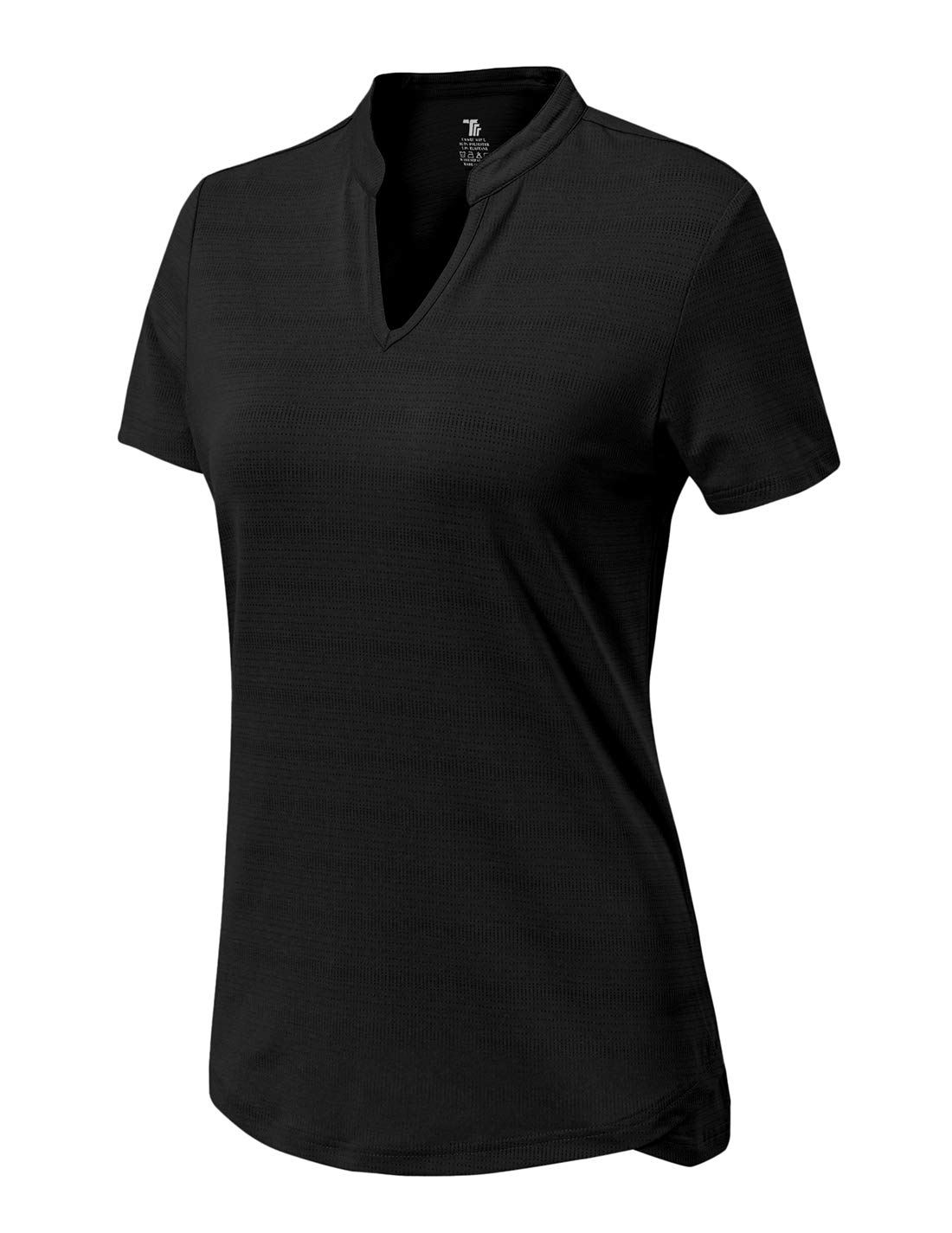 YSENTO Women's Dry Fit Golf Polo Shirts - Breathable Moisture Wicking Short Sleeve V Neck Collarless Athletic Shirts for Golf, Tennis & Casual Wear