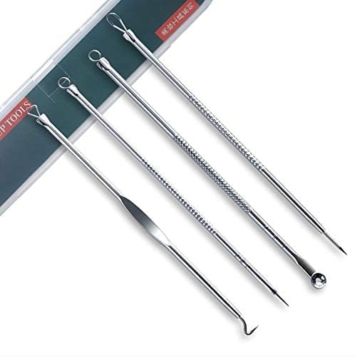 Professional Blackhead Remover Kit - 4 Pcs Pimple Extractor Tools with Case for Nose & Face | Whitehead & Blemish Treatment | Acne Removal for Clear Skin | Perfect for Home Spa & Skincare Routine