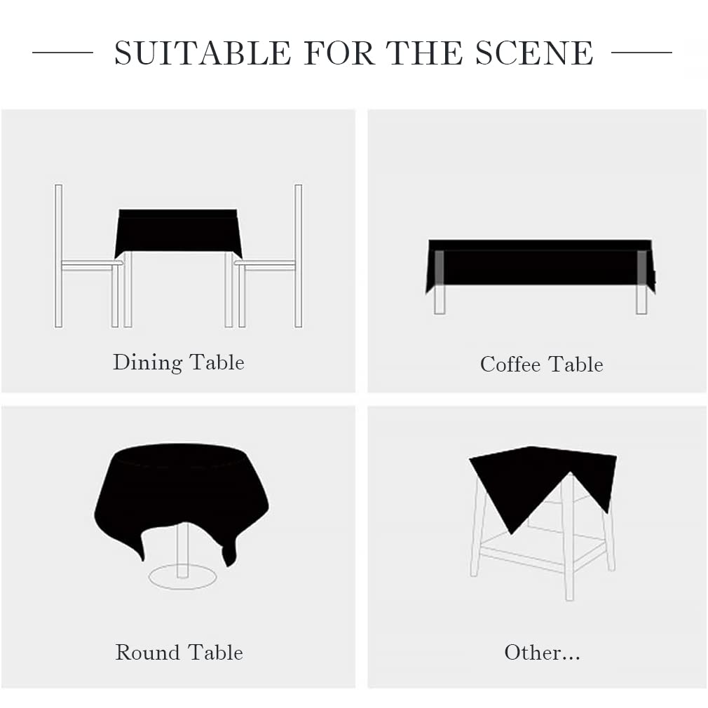Embroidered Tassel Tablecloth for Dining Table - Double Stripe Coffee Design, 55 x 71 Inch Rectangle/Oblong Table Cover for 4-6 Seats | Perfect for Fall, Christmas, Parties & Everyday Dining Decor