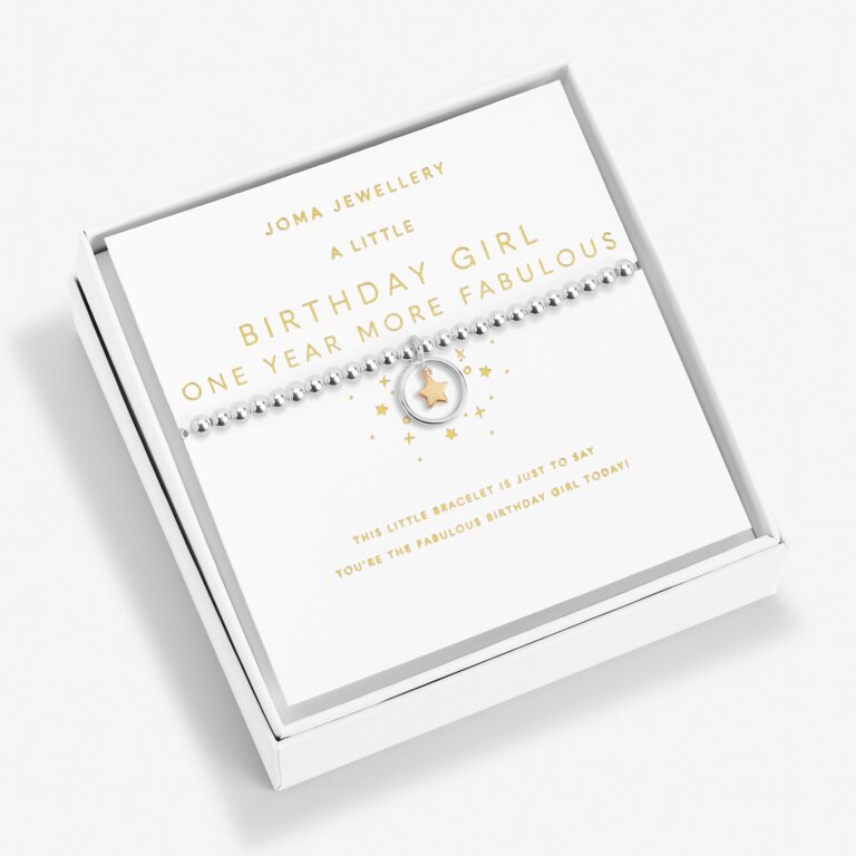 Joma Jewellery Boxed 'A Little Birthday Girl' Bracelet - One Year More Fabulous Charm Bracelet for 1st Birthday Gifts | Perfect for Baby Girls' Birthday Party, Christening & Special Occasions