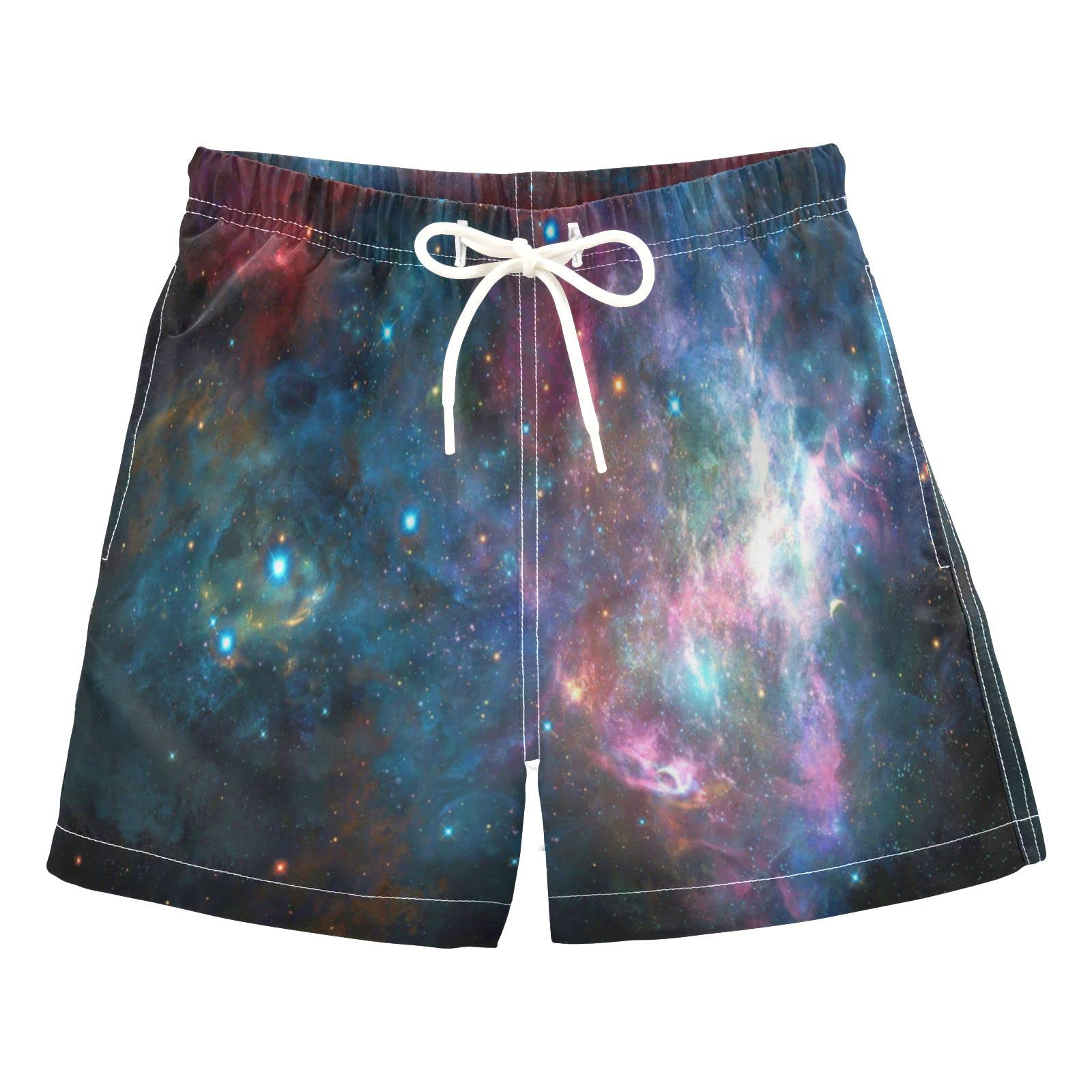 AMICHIC Boys Galaxy Stars Swim Trunks - Quick Dry Toddler Swimwear for Kids 2-8 Years - Perfect for Beach, Pool & Summer Water Activities