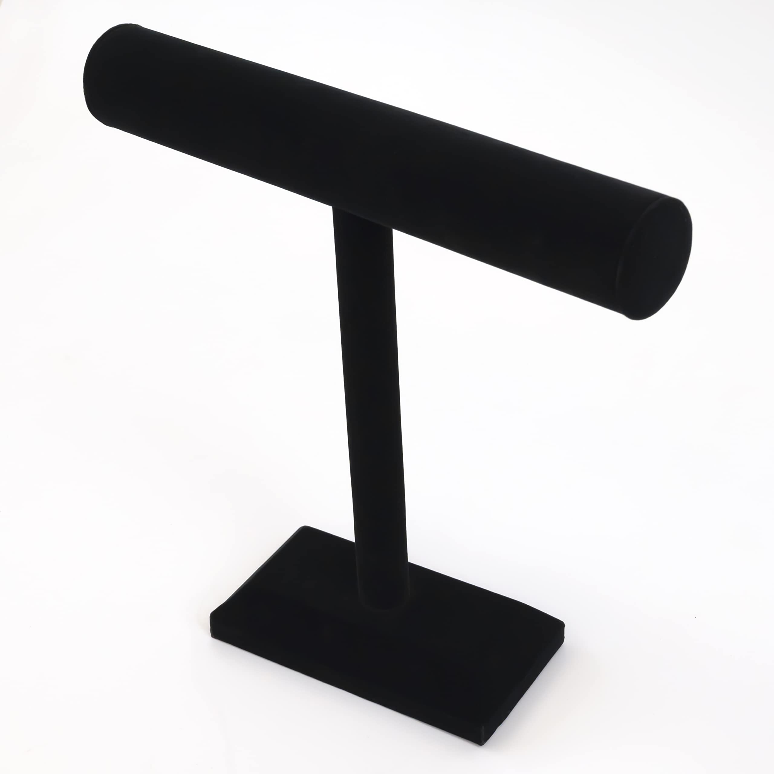 Black Velvet Jewelry Display Stand - Single T-Bar Holder for Bracelets, Necklaces, Watches & Bangles (12