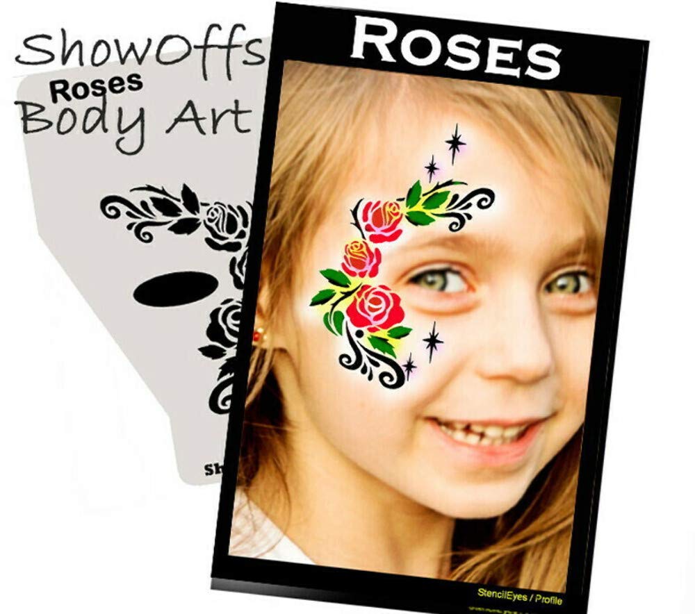 Face Painting Stencil Kit - Reusable StencilEyes Profile Roses for Professional & DIY Makeup | Perfect for Halloween, Cosplay, Carnival & Kids Parties