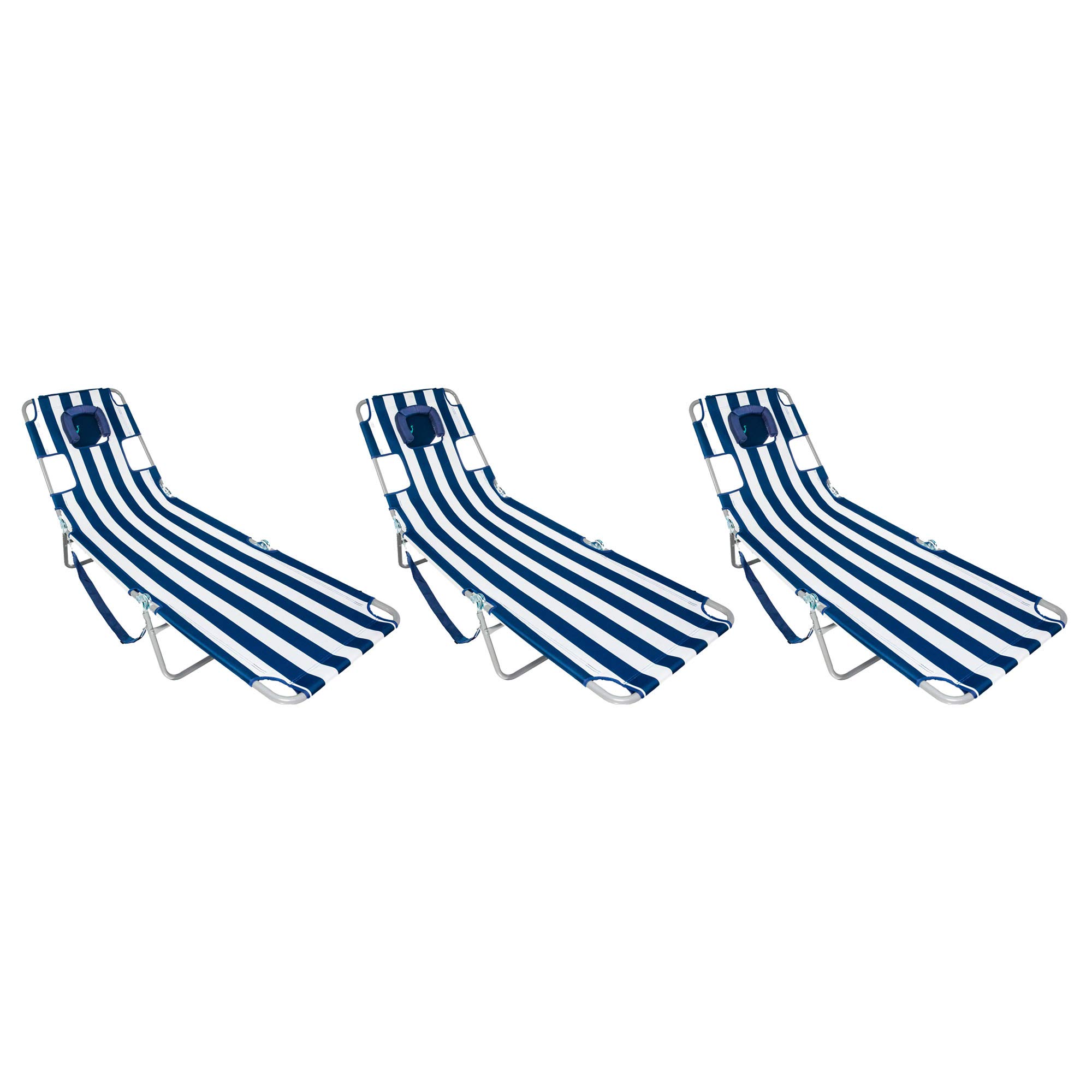 Premium Ostrich Chaise Lounge - Foldable Portable Sun Lounger for Beach, Poolside & Outdoor Relaxation (3-Pack) - Perfect for Vacation, Backyard & Patio Use