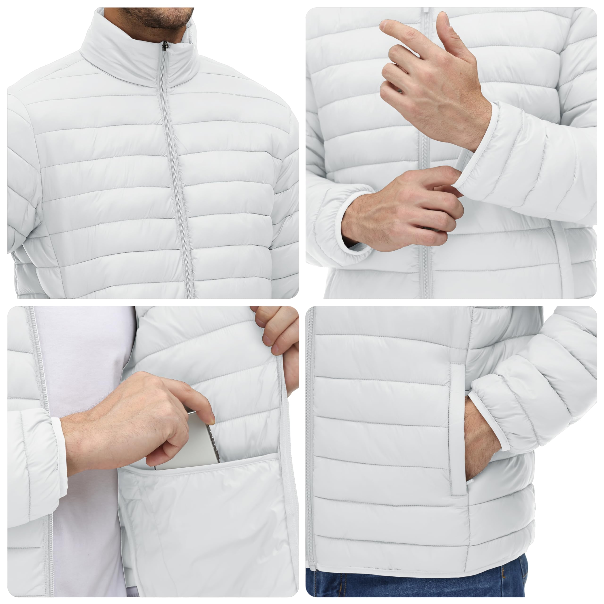 Men's Lightweight Puffer Jacket - Windproof, Water-Repellent Quilted Coat for Winter, Fall & Spring | Warm Windbreaker for Outdoor Activities, Travel & Daily Wear
