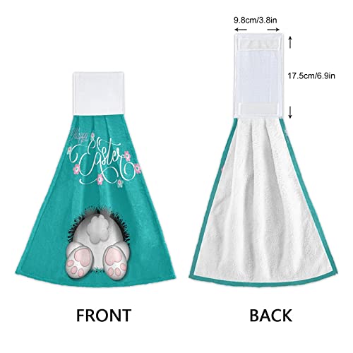 Super Absorbent Cute Bunny Foot Tail Kitchen Oven Towels - 2 Pack Easter Hand Towels with Loops for Hanging | Dishcloth, Tea Towel & Bar Mop for Kitchen, Bathroom & Tabletop | Perfect for Easter Decor, Dish Drying & Home Cleaning