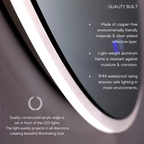 ZEEK 32 Inch Round LED Bathroom Vanity Mirror with Backlit Lighting - Anti-Fog, 4000K Natural White Light, Hardwired to Switch (Model M-RN32) - Perfect for Modern Bathrooms, Makeup Application & Spa-Like Experience
