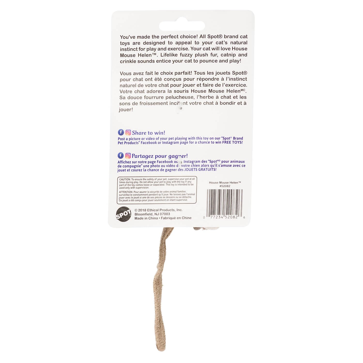 SPOT Ethical Pets 52082 Catnip Toys for Cats - Interactive House Mouse Helen Toy with Organic Catnip - Perfect for Playtime, Training & Stress Relief