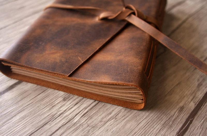Handmade Personalized Leather Photo Album - Custom Engraved Memory Book for Wedding, Baby & Travel Scrapbooking - Perfect Gift for Anniversaries & Special Occasions