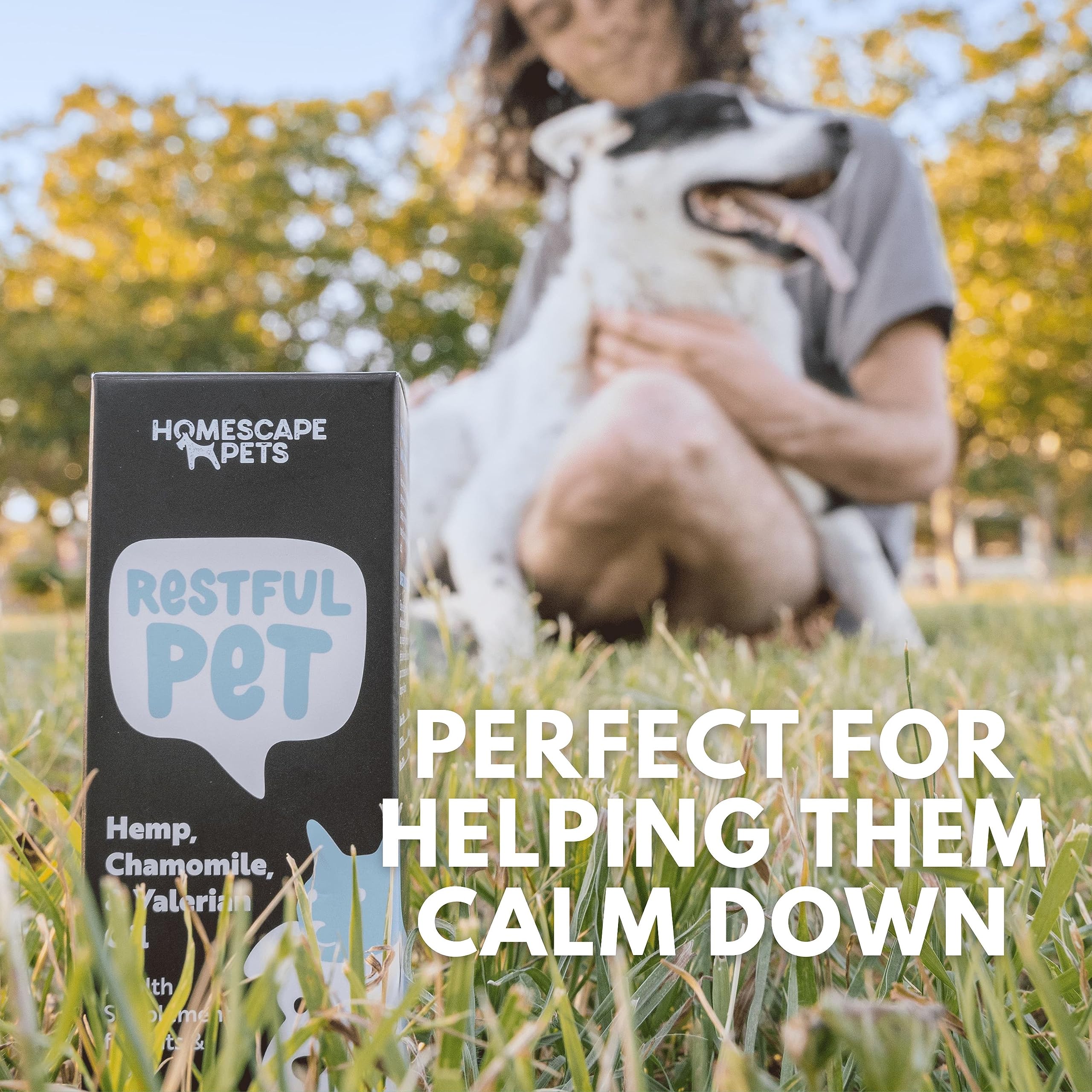 **Homescape Pets Calming Drops for Dogs & Cats - Organic Hemp Oil, Chamomile & Valerian - Anxiety, Stress, Fireworks & Storm Relief - Vet Recommended - Perfect for Travel, Vet Visits & Loud Events**