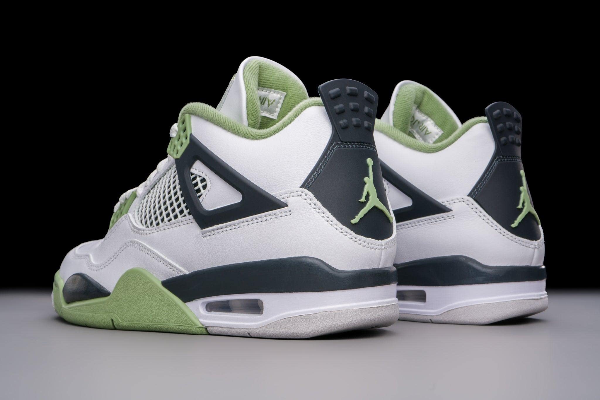 Jordan Air 4 Retro Women's Sneakers - White/Oil Green-Dark Ash (AQ9129-103) Size 9 | Classic Basketball Shoes for Women | Perfect for Casual Wear, Gym & Street Fashion