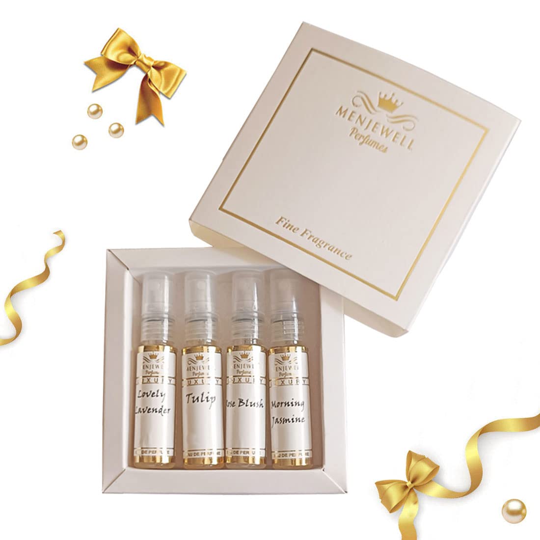 Premium Men's Perfume Gift Set - 4 Pack Long Lasting Eau de Parfum (10ml Each) with Tulip, Lavender, Rose & Jasmine Scents - All Day Fresh Fragrance for Work, Date Night & Special Occasions