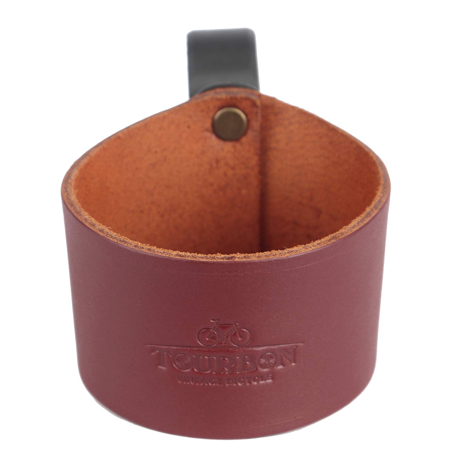 **Tourbon Leather Bike Cup Holder - Bicycle Water Bottle & Coffee Cage Mount - Perfect for Cycling, Commuting & Outdoor Adventures**