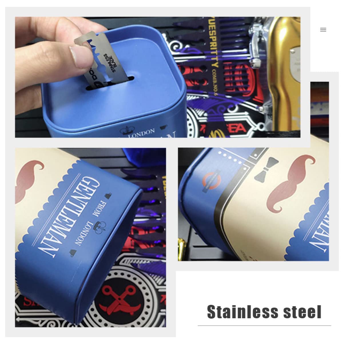 FOMIYES 2-Pack Stainless Steel Razor Blade Disposal Container - Safe Sharps Waste Disposal Case for Barber Shops, Home Use & Medical Facilities - Blade Bank with Secure Lid for Used Razors, Scalpels & Utility Knives
