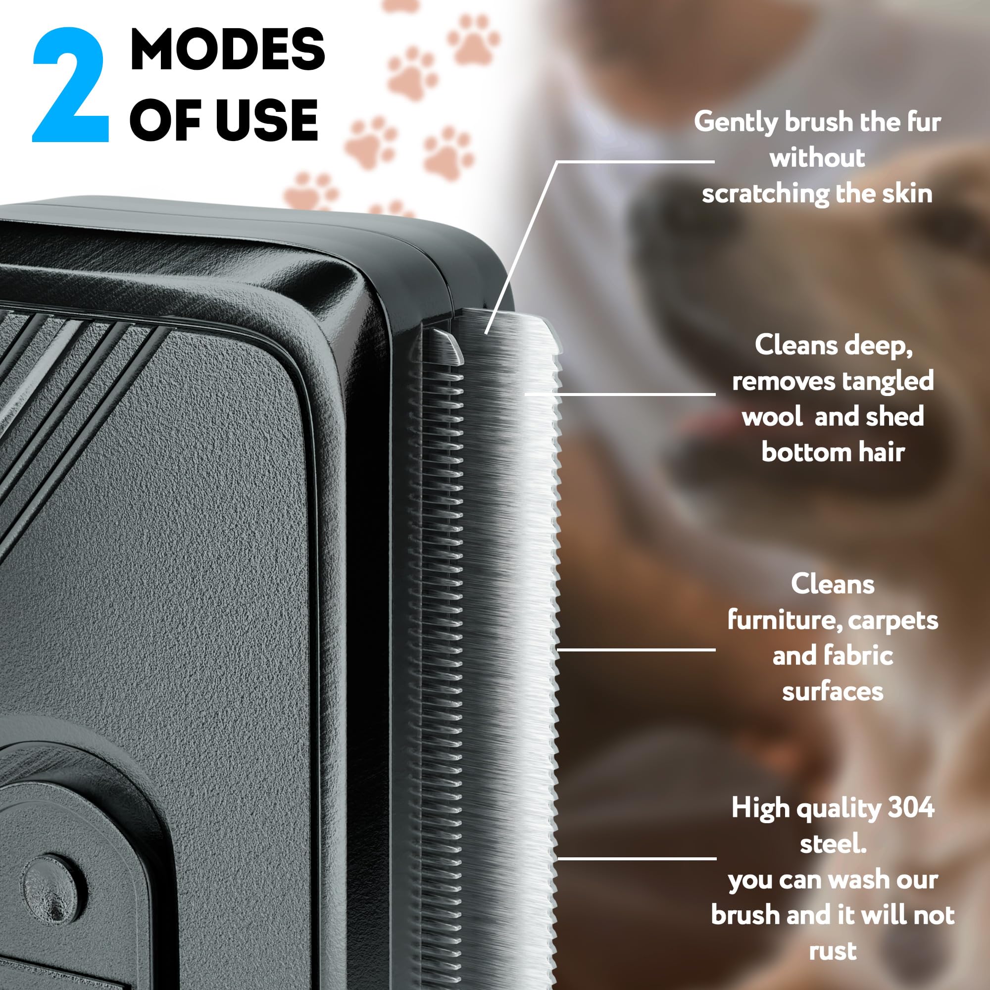 Self Cleaning Slicker Brush for Dogs & Cats - Black Pet Grooming Brush with Release Button & Sturdy Case - Ideal for Long & Short Haired Pets to Reduce Shedding - Perfect for Home Grooming & Professional Pet Care
