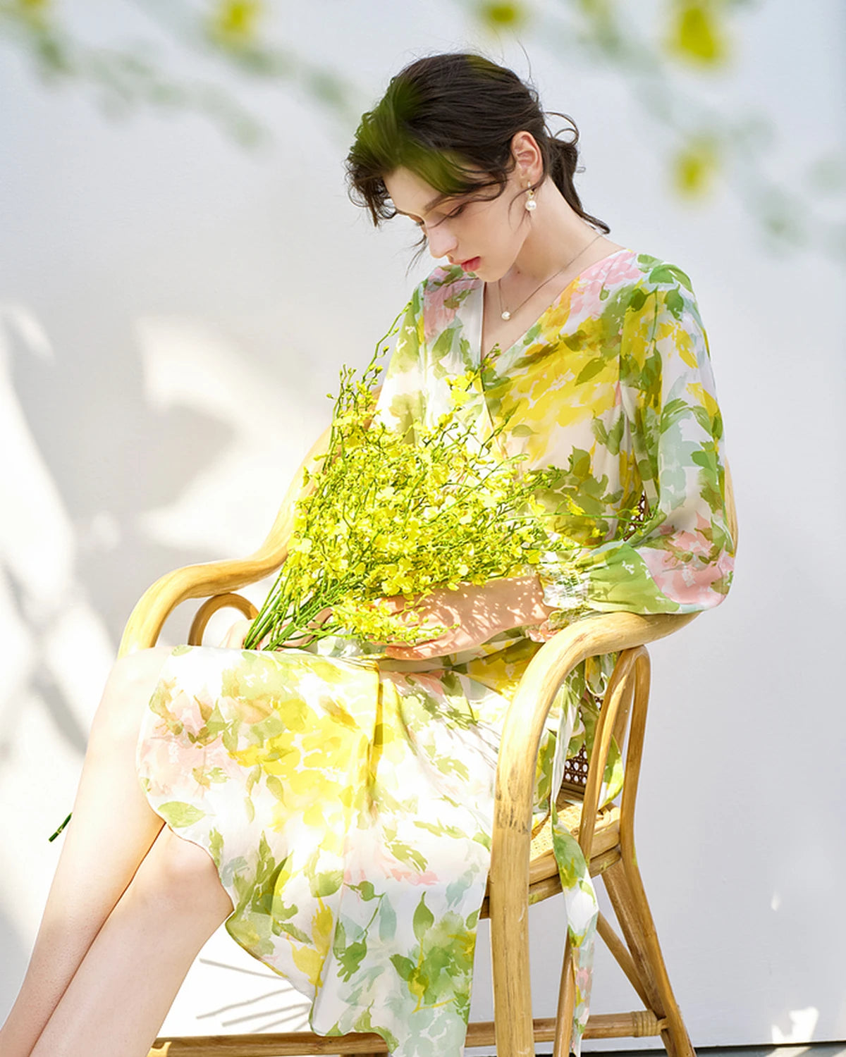 Elegant Floral Print Silk Dress for Women | Summer Party & Wedding Guest Outfit | Breathable & Comfortable Formal Wear