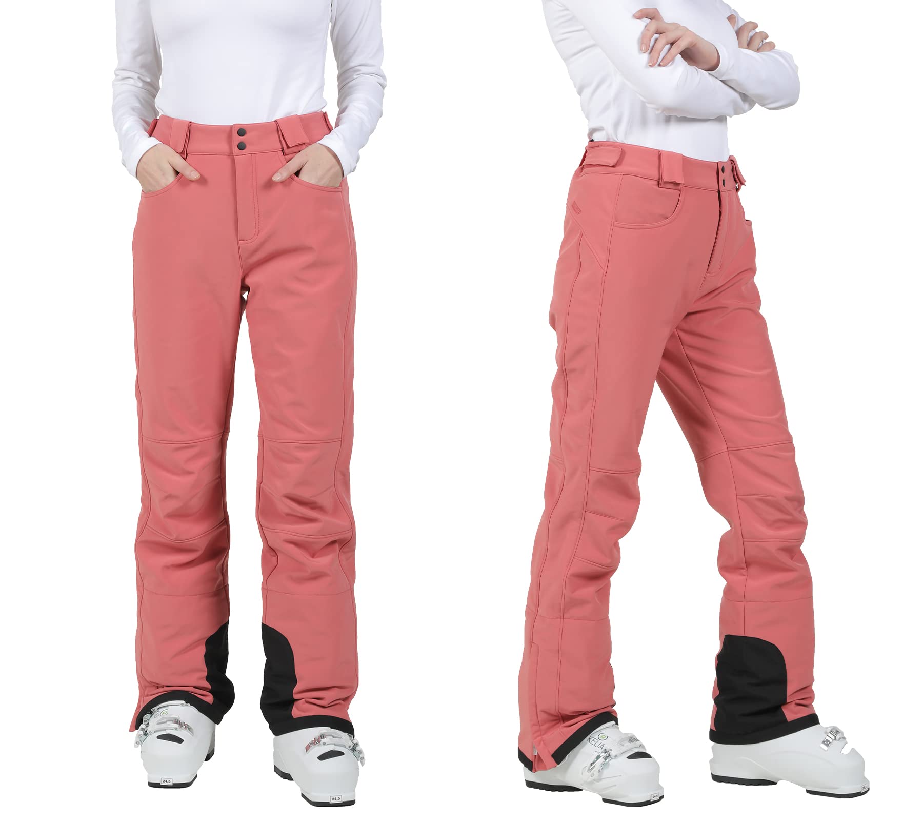 Women's Waterproof Ski Pants with Zip-Off Suspenders - Warm Winter Snow Bibs, Breathable & Stretchable for Skiing, Snowboarding & Outdoor Activities