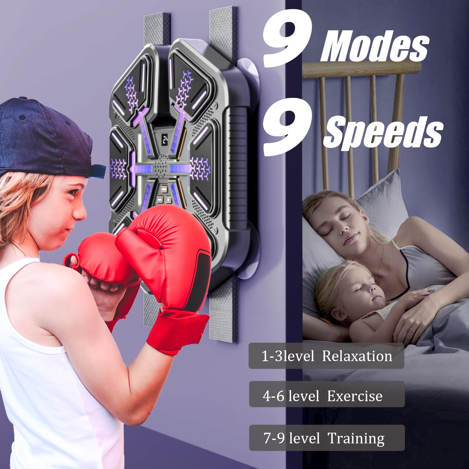 Junbinwon&NP 2025 Upgraded Music Boxing Machine with Leather Gloves - Wall Mounted Punching Bag for Boxing Training, Home Gym & Office Workout Equipment | Perfect for Kids & Adults Fitness, Stress Relief & Cardio Exercise