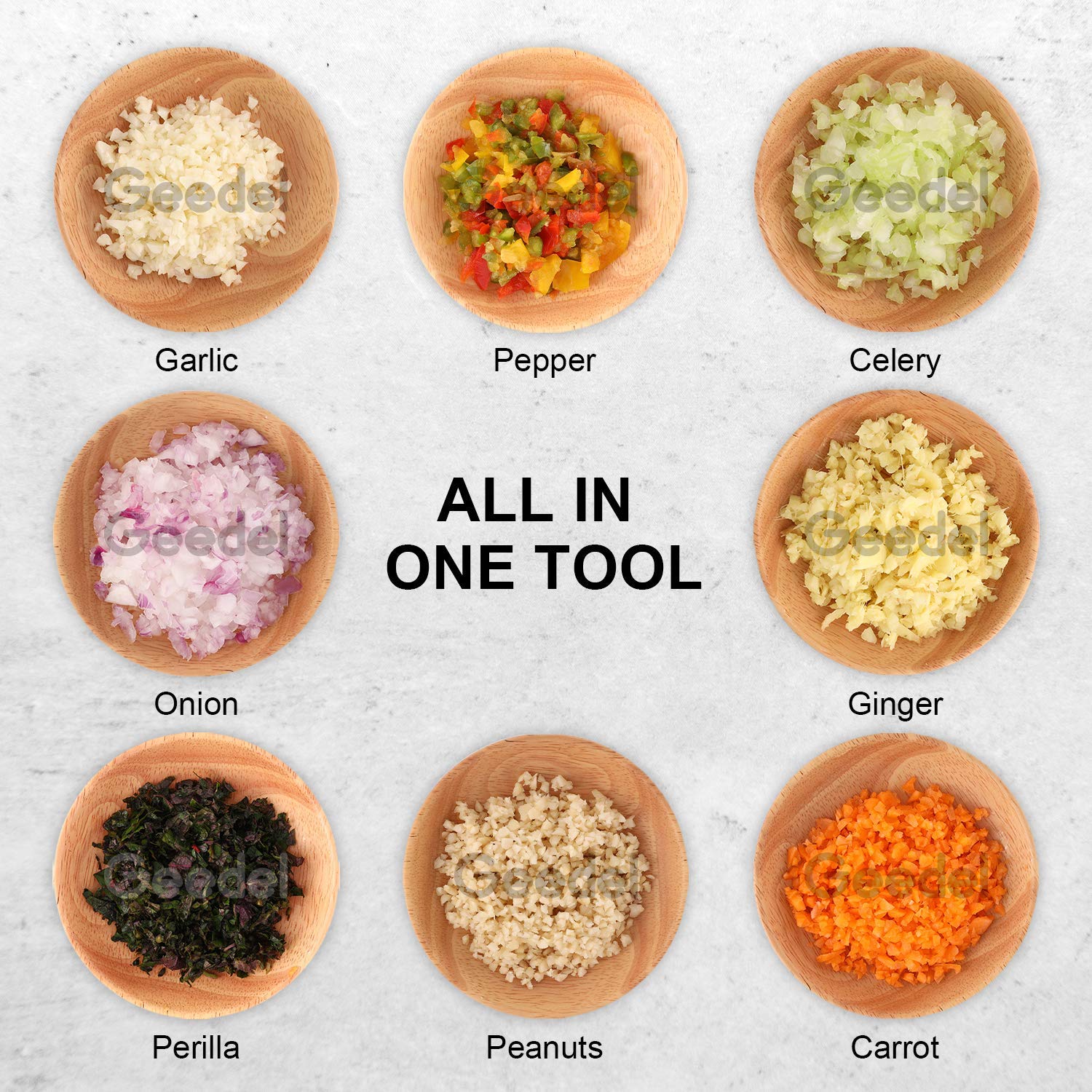 Geedel Manual Food Chopper - Easy to Clean Hand Vegetable Dicer for Onions, Garlic, Nuts & Salads - Dishwasher Safe Kitchen Gadget for Meal Prep & Cooking - Perfect for Chopping Veggies, Making Salsas & Salad Toppings