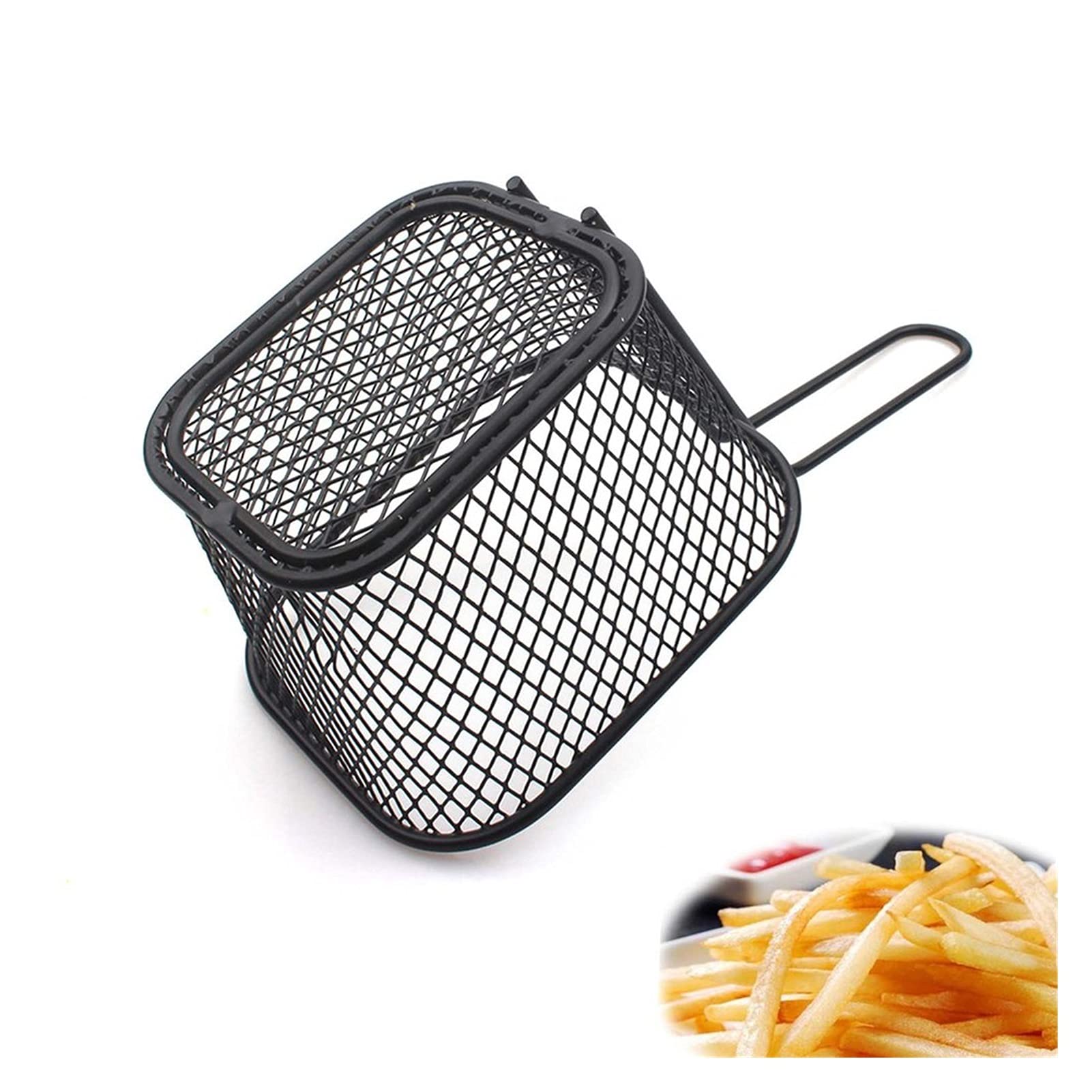 Stainless Steel French Fry Basket - Mini Deep Fryer Basket for Chips, Chicken Wings & Snacks - Non-Slip Handle Grease Strainer for Kitchen & Restaurant Use - Perfect for Frying, Cooking & Food Prep