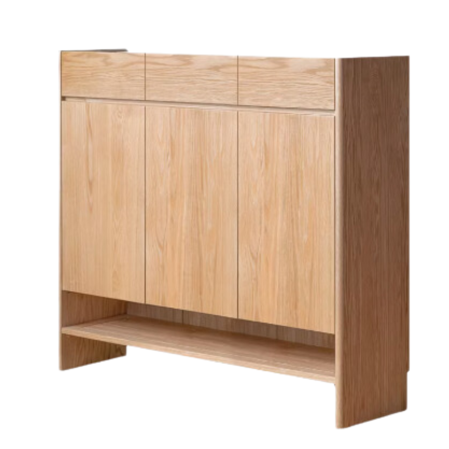 50x13.7x44.8 inch / 127x35x114 cm / Natural Wood Color / three-door shoe cabinet