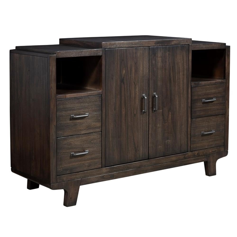 Alpine Furniture Olejo Sideboard - Rustic Brown Wooden Buffet Cabinet for Dining Room, Living Room & Entryway Storage