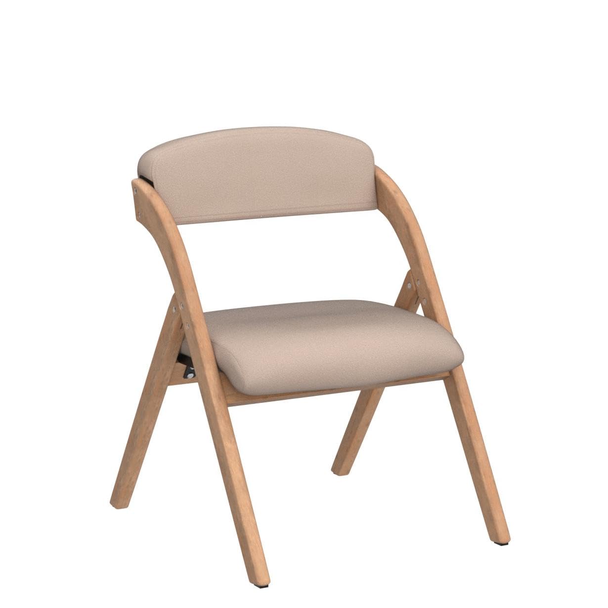 HOMEFUN 2-Pack Wooden Folding Chairs with Padded Seats & Removable Covers - Stackable Dining Chairs for Kitchen, Office, Wedding, Party, Picnic - Perfect for Guest Seating & Space Saving (Khaki)