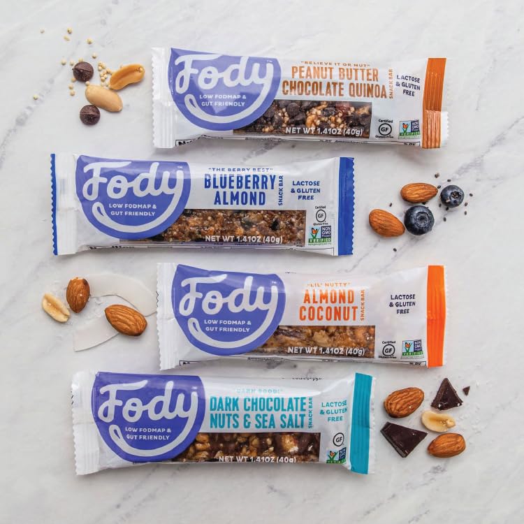 Fody Foods Vegan Protein Nut Bars - Almond Coconut Flavor, 6g Plant-Based Protein per Bar, Low FODMAP Certified, Gut-Friendly Snack for IBS & Digestive Health (12 Count) - Perfect for On-the-Go, Workouts & Healthy Snacking