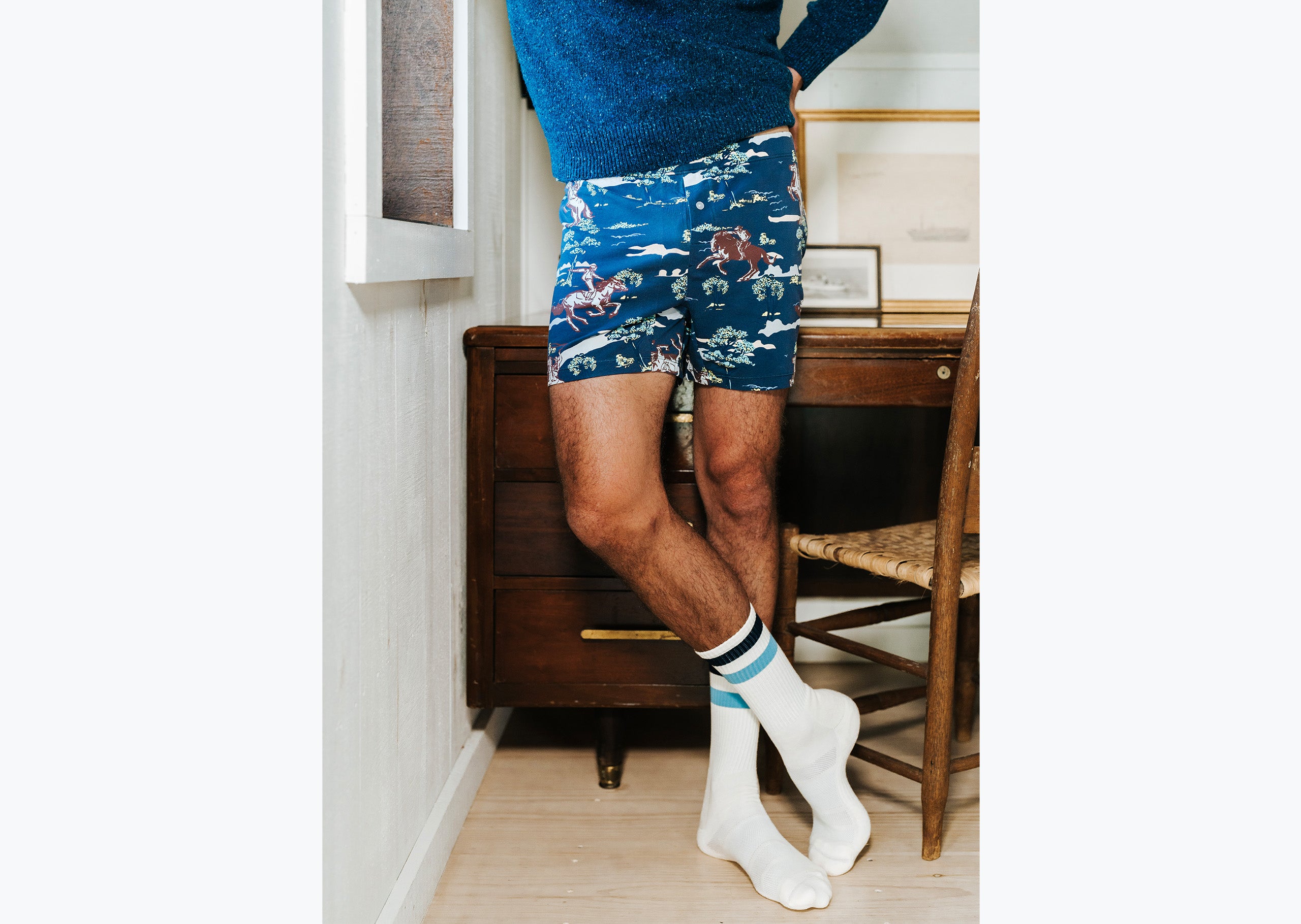 Slim Fit Boxer Briefs for Men - Comfortable Navy Blue Underwear for Everyday Wear & Rodeo Events