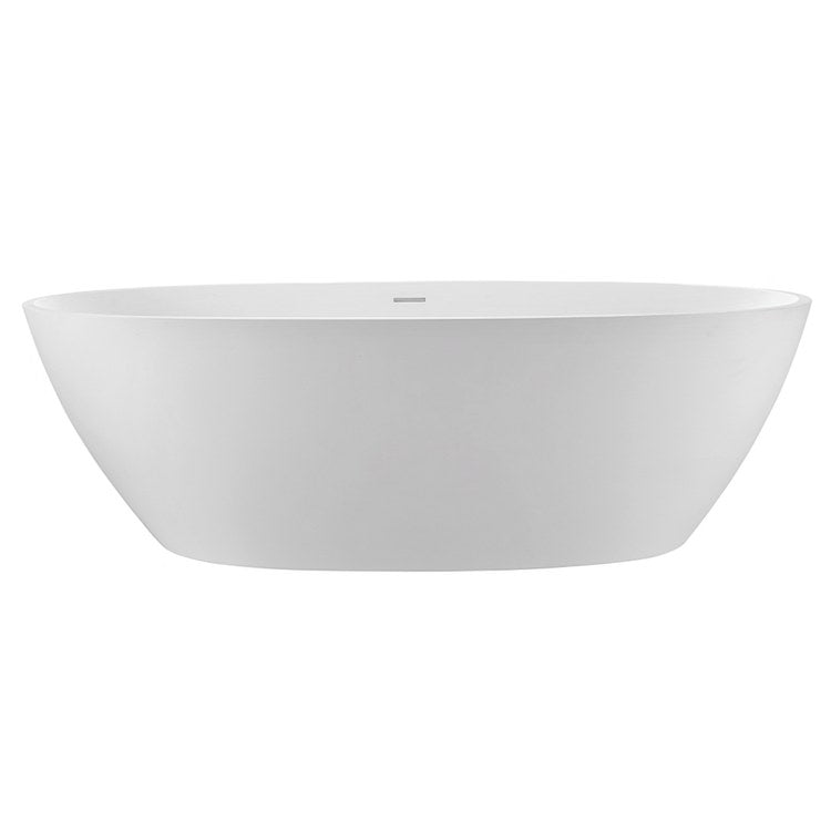 Alissa 62 x 32 Inch Freestanding/Undermount Air Bath Tub - White Gloss Oval Sculpturestone - 74 Gallon Capacity - Perfect for Luxury Bathrooms & Spa Retreats