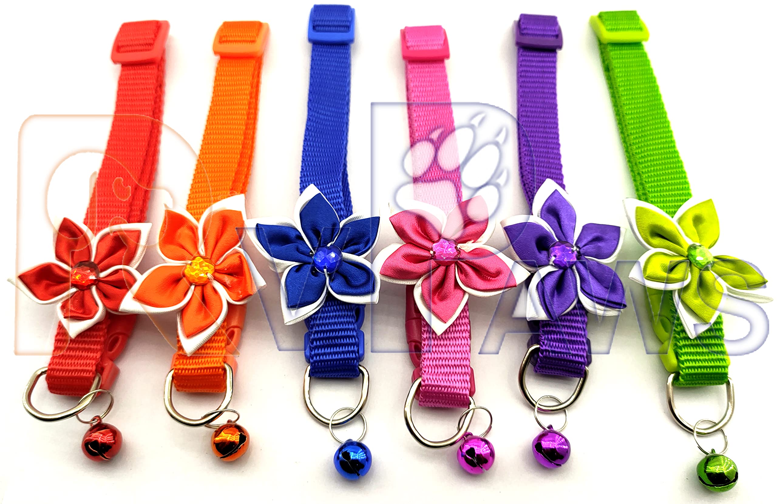 RvPaws Adjustable Dog Collar with Bell & Bow Tie - Cute Safety Collar for Puppies & Small Dogs, Flower Design Pet Collar (X-Small, 10mm, Red) - Perfect for Daily Walks, Grooming & Special Occasions