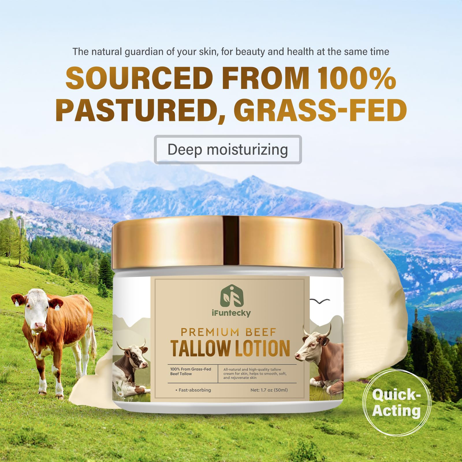 Natural Tallow Face Moisturizer & Balm for Smooth Skin - Reduce Redness & Cracks | Daily Skincare